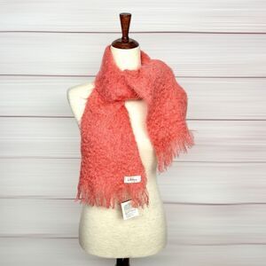 NWT Netherdale Wool Mohair Scarf Coral Scotland Vintage
